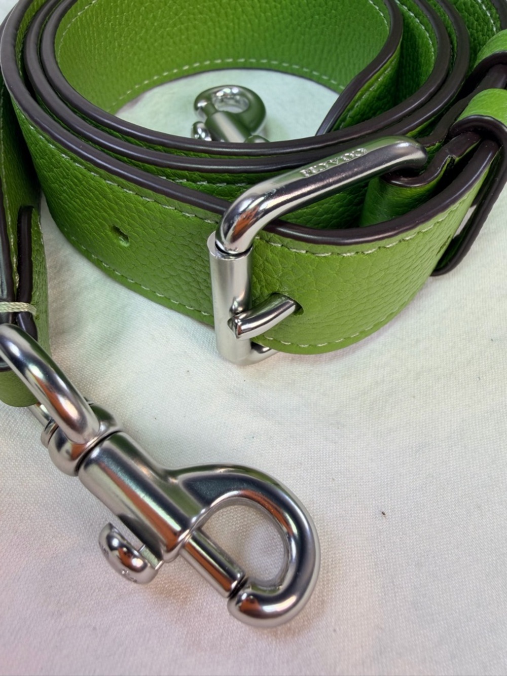 Coach Willow Saddle Bag Dark Lime Green Pebbled Leather Turnlock Crossbody - Picture 3 of 14